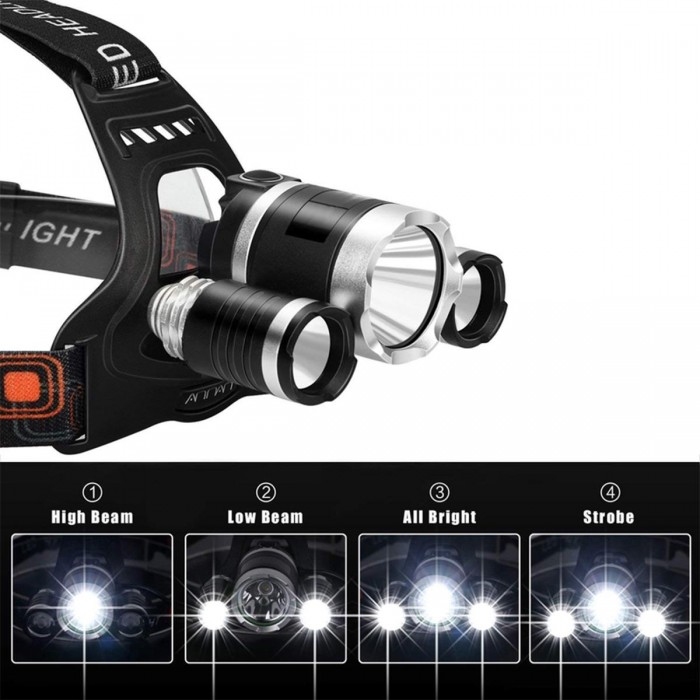 GloboStar® 79057 Φακός Κεφαλής Επαναφορτιζόμενος LED CREE XML2-T6 Chip 30 Watt 3000lm με 2 x 18650 Μπαταρίες 6000mAh Ψυχρό Λευκό 6000K GloboStar® 79057 Φακός Κεφαλής Επαναφορτιζόμενος LED CREE XML2-T6 Chip 30 Watt 3000lm με 2 x 18650 Μπαταρίες 6000mAh Ψυχρό Λευκό 6000K