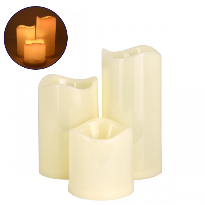 GloboStar® 79552 ΣΕΤ 3 Διακοσμητικών Realistic Κεριών με LED - Μπαταρίας & Ασύρματο Χειριστήριο IR Θερμό Λευκό 3000K Dimmable GloboStar® 79552 ΣΕΤ 3 Διακοσμητικών Realistic Κεριών με LED - Μπαταρίας & Ασύρματο Χειριστήριο IR Θερμό Λευκό 3000K Dimmable