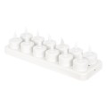 GloboStar® 79565 ΣΕΤ 12 Διακοσμητικών Realistic Κεριών με LED Εφέ Κινούμενης Φλόγας - με Ενσωματωμένη Μπαταρία - Επαναφορτιζόμενα & Βάση Φόρτισης Θερμό Λευκό 2700K