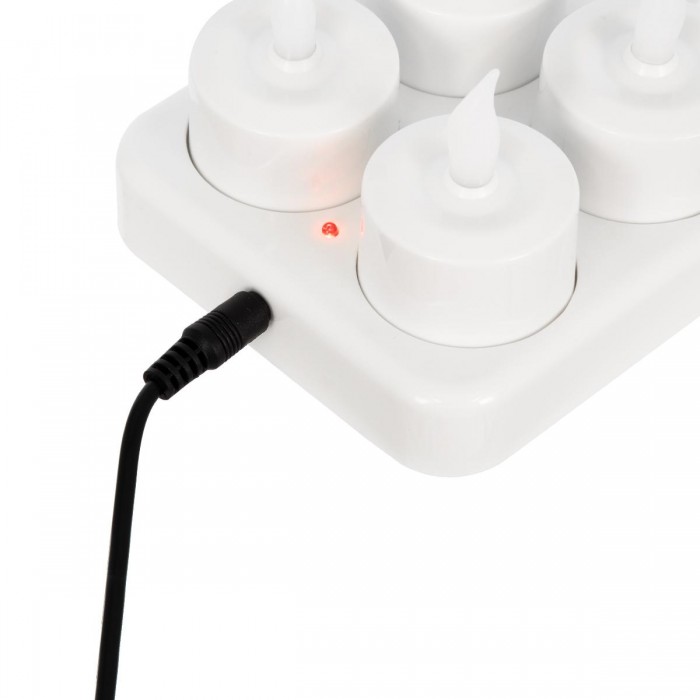 GloboStar® 79565 ΣΕΤ 12 Διακοσμητικών Realistic Κεριών με LED Εφέ Κινούμενης Φλόγας - με Ενσωματωμένη Μπαταρία - Επαναφορτιζόμενα & Βάση Φόρτισης Θερμό Λευκό 2700K