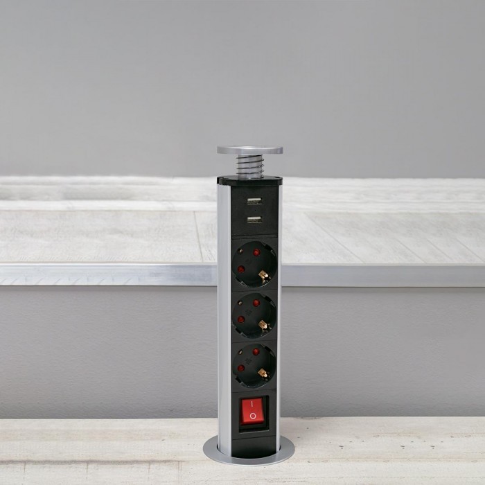 GloboStar® 79630 Χωνευτό Πτυσσόμενο Πολύμπριζο με 3 Πρίζες Ασφαλείας EU Σούκο AC 230V Max 3000W & 2 Εξόδους USB DC 5V Max 3A 18W & Ενσωματωμένο Διακόπτη Οn/Off GloboStar® 79630 Χωνευτό Πτυσσόμενο Πολύμπριζο με 3 Πρίζες Ασφαλείας EU Σούκο AC 230V Max 3000W & 2 Εξόδους USB DC 5V Max 3A 18W & Ενσωματωμένο Διακόπτη Οn/Off
