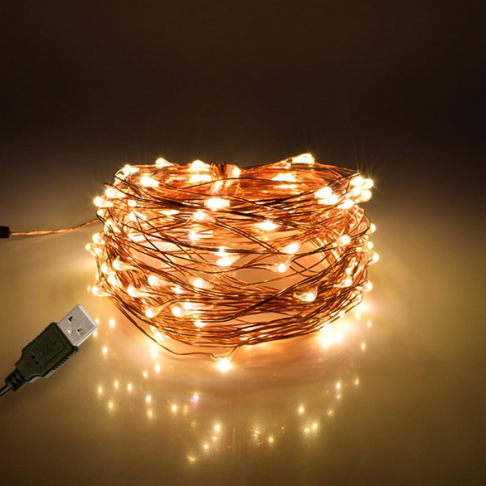 79722 Διακοσμητική Γιρλάντα 10 Μέτρων 100 LED USB 5 Volt 6 Watt με Χάλκινο Συρμάτινο Καλώδιο Θερμό Λευκό 3000K 79722 Διακοσμητική Γιρλάντα 10 Μέτρων 100 LED USB 5 Volt 6 Watt με Χάλκινο Συρμάτινο Καλώδιο Θερμό Λευκό 3000K