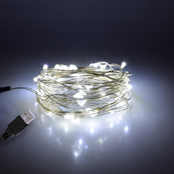 79731 Διακοσμητική Γιρλάντα 5 Μέτρων 50 LED USB 5 Volt 3 Watt με Ασημένιο Συρμάτινο Καλώδιο Ψυχρό Λευκό 6000K 79731 Διακοσμητική Γιρλάντα 5 Μέτρων 50 LED USB 5 Volt 3 Watt με Ασημένιο Συρμάτινο Καλώδιο Ψυχρό Λευκό 6000K