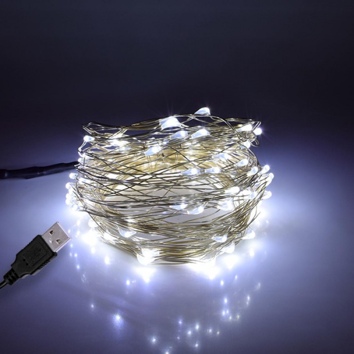 79732 Διακοσμητική Γιρλάντα 10 Μέτρων 100 LED USB 5 Volt 6 Watt με Ασημένιο Συρμάτινο Καλώδιο Ψυχρό Λευκό 6000K 79732 Διακοσμητική Γιρλάντα 10 Μέτρων 100 LED USB 5 Volt 6 Watt με Ασημένιο Συρμάτινο Καλώδιο Ψυχρό Λευκό 6000K