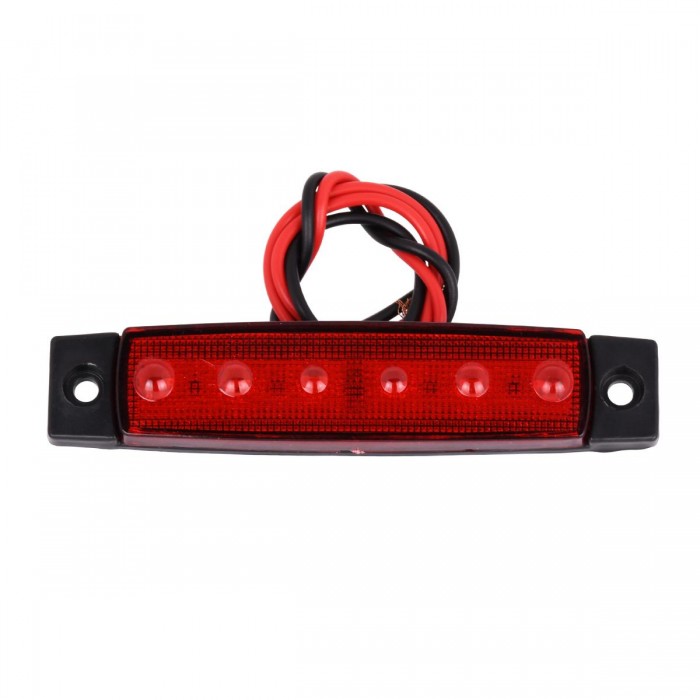 GloboStar® 79901 Πλευρικά Φώτα Όγκου Φορτηγών LED 6 SMD 2835 DC 10-30V Πλαστικό PVC Αδιάβροχο IP66 Κόκκινο