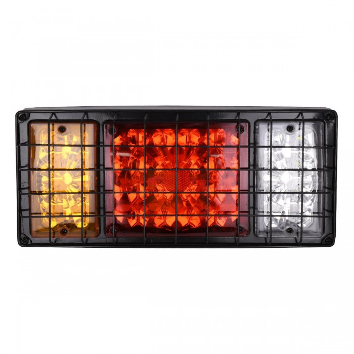 GloboStar® 79928 Πίσω Φανάρι Τρέιλερ 36 LED 12V με Μεταλλικό Πλέγμα Προστασίας Universal Αδιάβροχο IP66 Πορτοκαλί - Κόκκινο - Λευκό 6000K