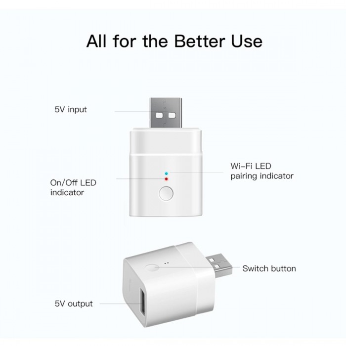 GloboStar® 80014 SONOFF MICRO-R2 - Wi-Fi Smart Switch 5V USB Smart Adaptor GloboStar® 80014 SONOFF MICRO-R2 - Wi-Fi Smart Switch 5V USB Smart Adaptor