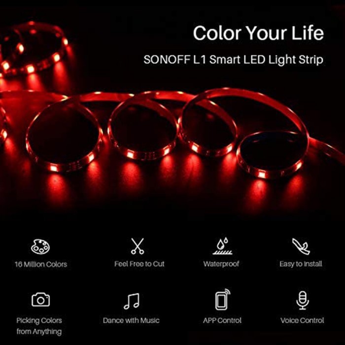 GloboStar® 80025 SONOFF L1-5050RGB-GR-5M-R2 - Smart RGB LED Light Strip Extension 5M Waterproof IP65 GloboStar® 80025 SONOFF L1-5050RGB-GR-5M-R2 - Smart RGB LED Light Strip Extension 5M Waterproof IP65