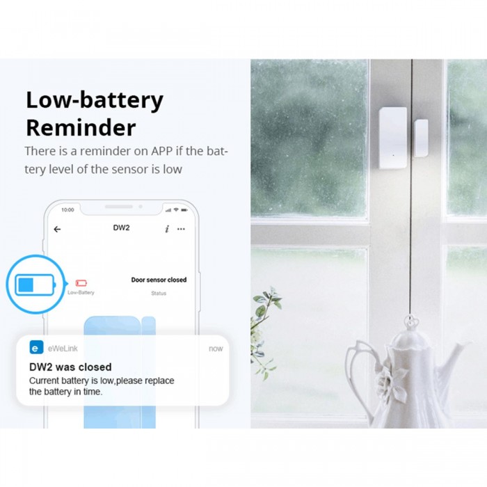 GloboStar® 80032 SONOFF DW2-R2 - Wi-Fi Wireless Door/Window Security Sensor GloboStar® 80032 SONOFF DW2-R2 - Wi-Fi Wireless Door/Window Security Sensor