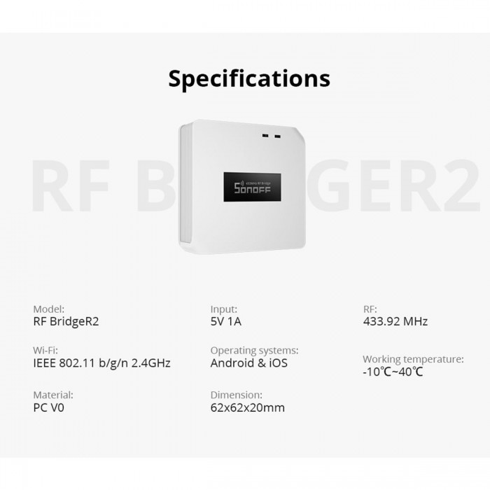 GloboStar® 80052 SONOFF RF BRIDGER2 - 433MHz RF to Wi-Fi Smart Hub - Switch Hub GloboStar® 80052 SONOFF RF BRIDGER2 - 433MHz RF to Wi-Fi Smart Hub - Switch Hub