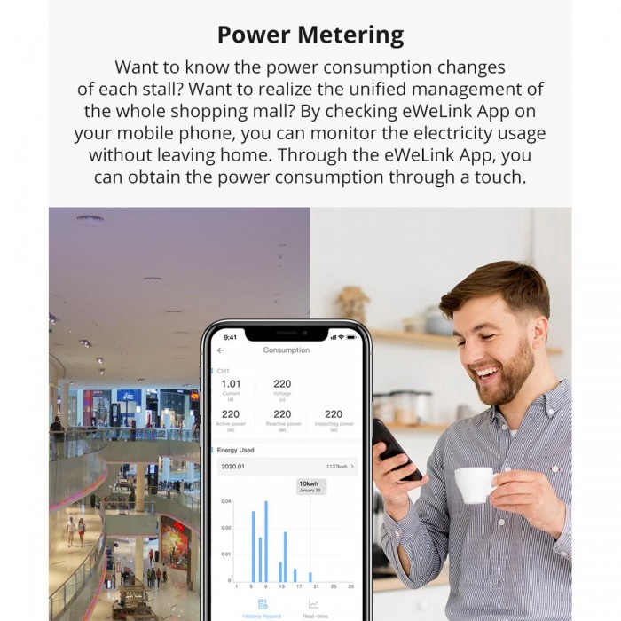 GloboStar® 80055 SONOFF SPM-MAIN - Wi-Fi Smart Stackable Power Meter Main Unit GloboStar® 80055 SONOFF SPM-MAIN - Wi-Fi Smart Stackable Power Meter Main Unit