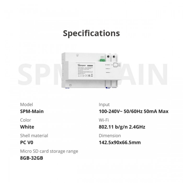 GloboStar® 80055 SONOFF SPM-MAIN - Wi-Fi Smart Stackable Power Meter Main Unit GloboStar® 80055 SONOFF SPM-MAIN - Wi-Fi Smart Stackable Power Meter Main Unit