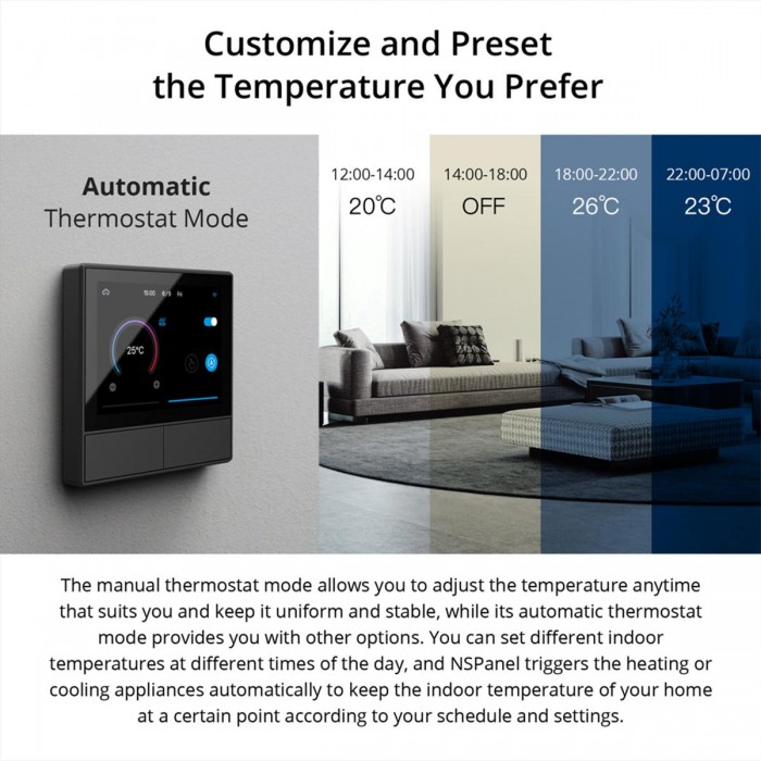 GloboStar® 80058 SONOFF NSPanel-R2-2022-EU - Wi-Fi Smart Scene Wall Switch(86/EU Type) - Integrated HMI Panel - Smart Temperature Control GloboStar® 80058 SONOFF NSPanel-R2-2022-EU - Wi-Fi Smart Scene Wall Switch(86/EU Type) - Integrated HMI Panel - Smart Temperature Control
