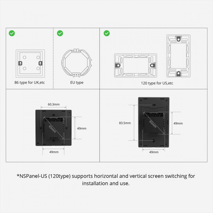 GloboStar® 80058 SONOFF NSPanel-R2-2022-EU - Wi-Fi Smart Scene Wall Switch(86/EU Type) - Integrated HMI Panel - Smart Temperature Control GloboStar® 80058 SONOFF NSPanel-R2-2022-EU - Wi-Fi Smart Scene Wall Switch(86/EU Type) - Integrated HMI Panel - Smart Temperature Control