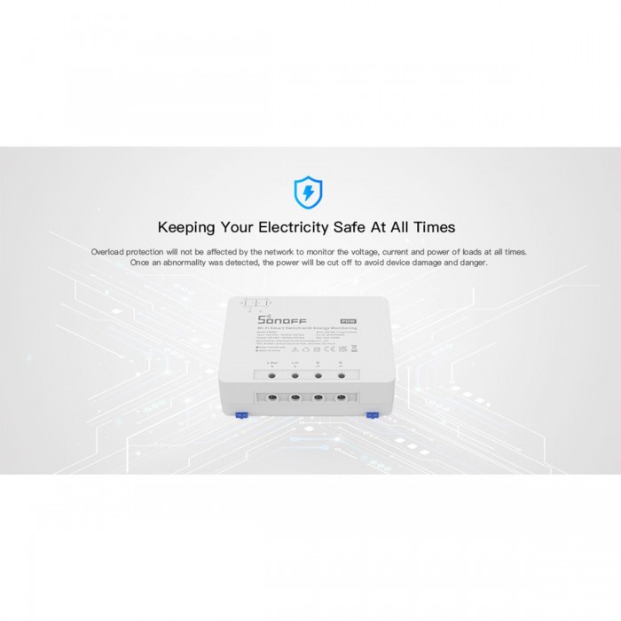 GloboStar® 80060 SONOFF POWR3 - Wi-Fi Smart High Power Switch - 25A/5500W