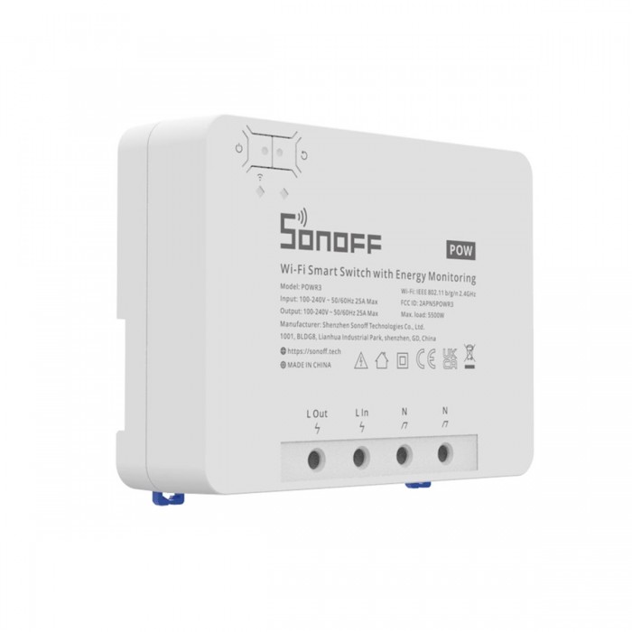GloboStar® 80060 SONOFF POWR3 - Wi-Fi Smart High Power Switch - 25A/5500W