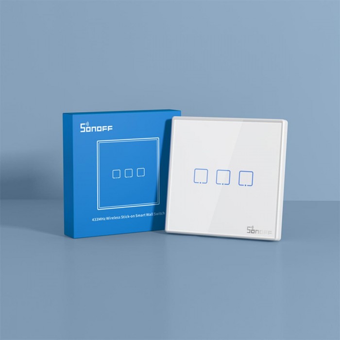 GloboStar® 80067 SONOFF T2EU3C-RF - 433MHz Wireless Smart Wall Touch Button Switch 3 Way - RF Series GloboStar® 80067 SONOFF T2EU3C-RF - 433MHz Wireless Smart Wall Touch Button Switch 3 Way - RF Series