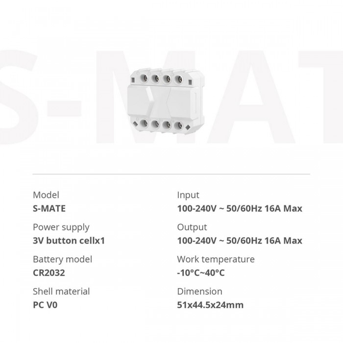 GloboStar® 80070 SONOFF S-MATE - Switch Mate 16A/3500W GloboStar® 80070 SONOFF S-MATE - Switch Mate 16A/3500W