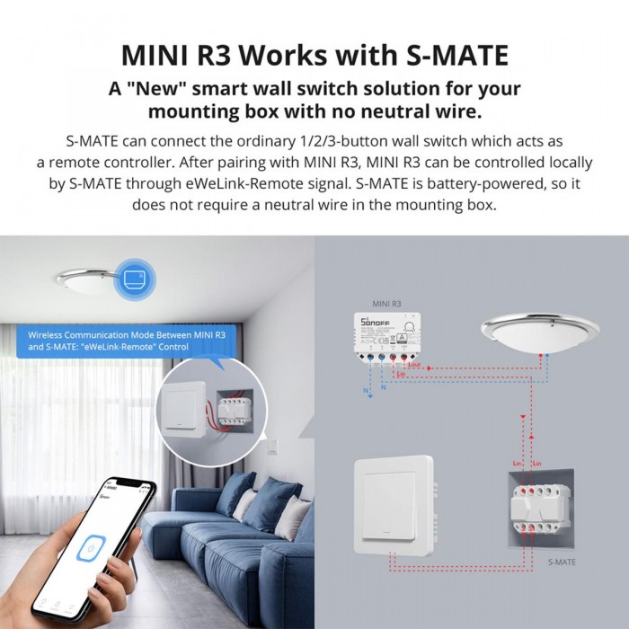 GloboStar® 80070 SONOFF S-MATE - Switch Mate 16A/3500W GloboStar® 80070 SONOFF S-MATE - Switch Mate 16A/3500W