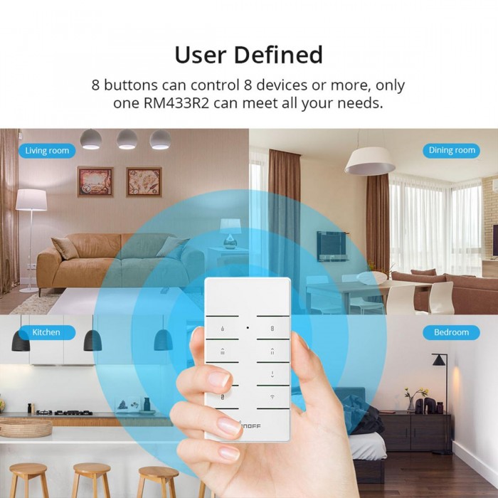 GloboStar® 80074 SONOFF RM433R2 - Remote Controller RF 433Mhz 8 Key (Battery Included) GloboStar® 80074 SONOFF RM433R2 - Remote Controller RF 433Mhz 8 Key (Battery Included)