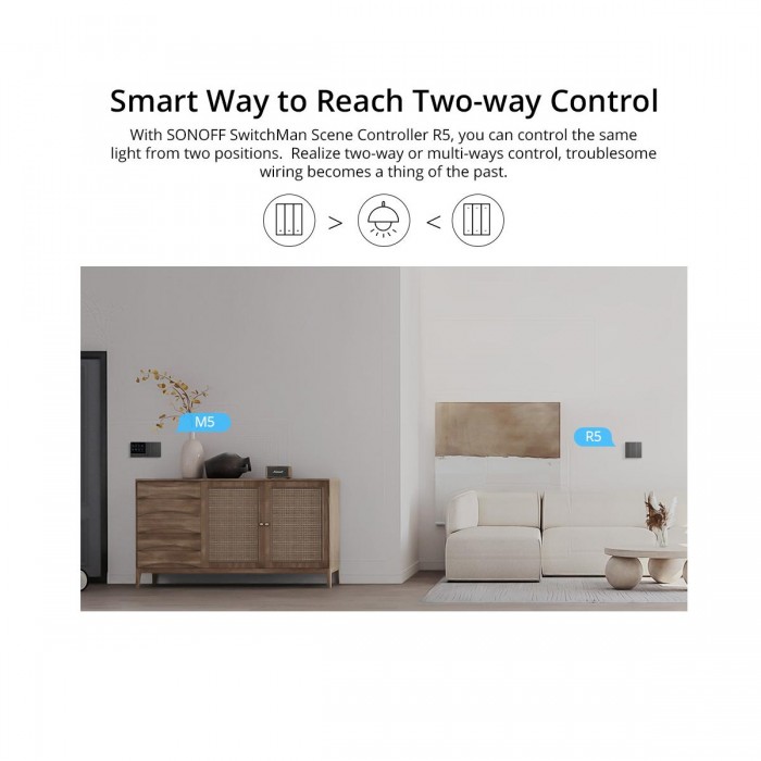 GloboStar® 80089 SONOFF M5-3C-80 SwitchMan Mechanical Smart Switch WiFi & Bluetooth AC 100-240V Max 6A 1320W (2A/Way) 3 Way GloboStar® 80089 SONOFF M5-3C-80 SwitchMan Mechanical Smart Switch WiFi & Bluetooth AC 100-240V Max 6A 1320W (2A/Way) 3 Way
