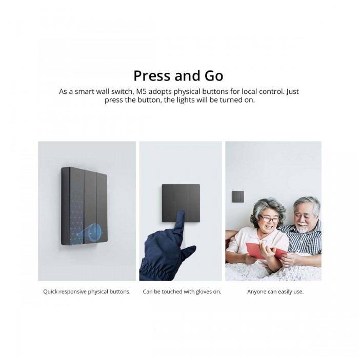 GloboStar® 80089 SONOFF M5-3C-80 SwitchMan Mechanical Smart Switch WiFi & Bluetooth AC 100-240V Max 6A 1320W (2A/Way) 3 Way GloboStar® 80089 SONOFF M5-3C-80 SwitchMan Mechanical Smart Switch WiFi & Bluetooth AC 100-240V Max 6A 1320W (2A/Way) 3 Way