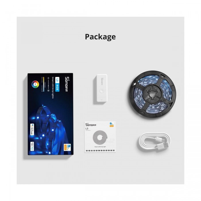 GloboStar® 80098 SONOFF L3-5M RGB Smart LED Strip Light WiFi 2.4GHz 90 SMD/5M 5050 5m Roll & Power Adapter DC 5V Max 10W GloboStar® 80098 SONOFF L3-5M RGB Smart LED Strip Light WiFi 2.4GHz 90 SMD/5M 5050 5m Roll & Power Adapter DC 5V Max 10W