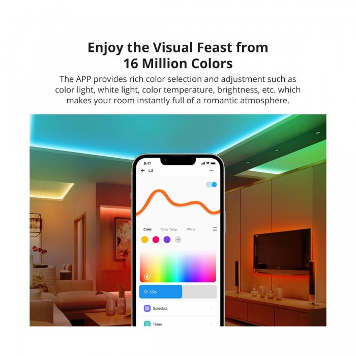 GloboStar® 80098 SONOFF L3-5M RGB Smart LED Strip Light WiFi 2.4GHz 90 SMD/5M 5050 5m Roll & Power Adapter DC 5V Max 10W GloboStar® 80098 SONOFF L3-5M RGB Smart LED Strip Light WiFi 2.4GHz 90 SMD/5M 5050 5m Roll & Power Adapter DC 5V Max 10W
