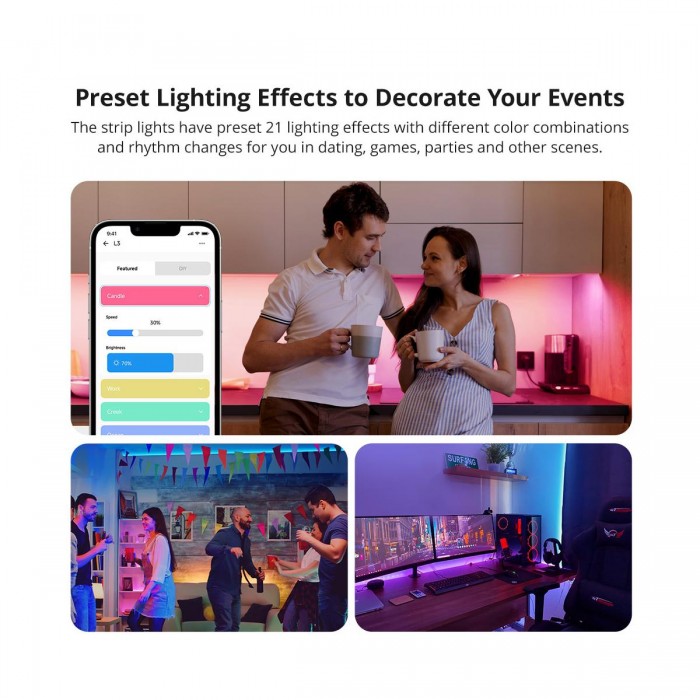 GloboStar® 80098 SONOFF L3-5M RGB Smart LED Strip Light WiFi 2.4GHz 90 SMD/5M 5050 5m Roll & Power Adapter DC 5V Max 10W GloboStar® 80098 SONOFF L3-5M RGB Smart LED Strip Light WiFi 2.4GHz 90 SMD/5M 5050 5m Roll & Power Adapter DC 5V Max 10W