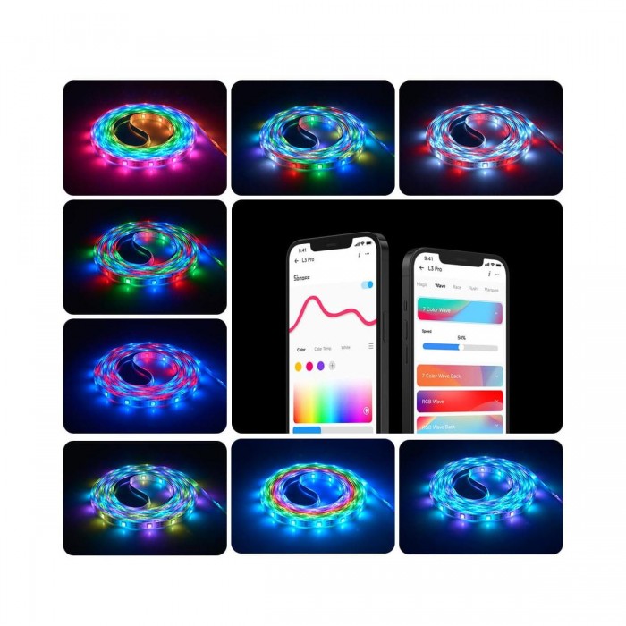 GloboStar® 80099 SONOFF L3-5M-PRO RGBIC Digital IC RGB Smart LED Strip Light WiFi 2.4GHz 90 SMD/M 5050 5m Roll & Power Adapter DC 5V Max 10W GloboStar® 80099 SONOFF L3-5M-PRO RGBIC Digital IC RGB Smart LED Strip Light WiFi 2.4GHz 90 SMD/M 5050 5m Roll & Power Adapter DC 5V Max 10W