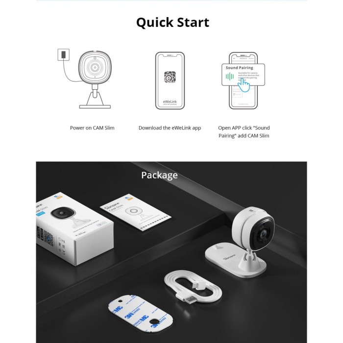 GloboStar® 80105 SONOFF S-CAM Slim Smart Home Security Camera WiFi 2.4GHz 1080P 130° Two Way Audio - Local & Cloud Storage - Nigh Vision - Motion Detection - Motion Alarm DC 5V 1A GloboStar® 80105 SONOFF S-CAM Slim Smart Home Security Camera WiFi 2.4GHz 1080P 130° Two Way Audio - Local & Cloud Storage - Nigh Vision - Motion Detection - Motion Alarm DC 5V 1A