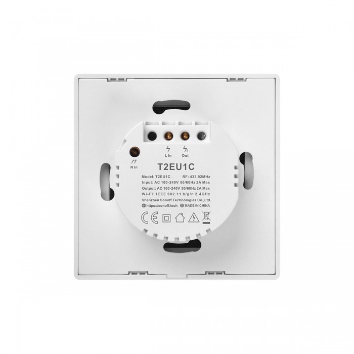 GloboStar® 80130 SONOFF T2EU1C-RF - 433MHz Wireless Smart Wall Touch Button Switch AC 100-240V Max 2A (2A/Way) 1 Way - RF Series GloboStar® 80130 SONOFF T2EU1C-RF - 433MHz Wireless Smart Wall Touch Button Switch AC 100-240V Max 2A (2A/Way) 1 Way - RF Series