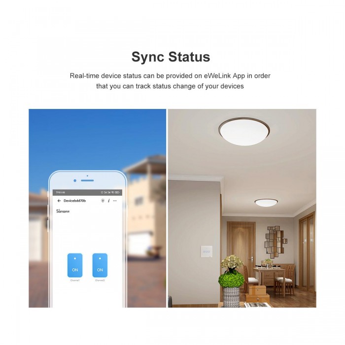 GloboStar® 80131 SONOFF T2EU2C-RF - 433MHz Wireless Smart Wall Touch Button Switch AC 100-240V Max 4A (2A/Way) 2 Way - RF Series GloboStar® 80131 SONOFF T2EU2C-RF - 433MHz Wireless Smart Wall Touch Button Switch AC 100-240V Max 4A (2A/Way) 2 Way - RF Series