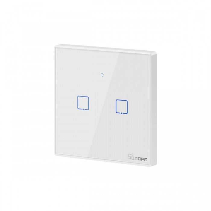GloboStar® 80131 SONOFF T2EU2C-RF - 433MHz Wireless Smart Wall Touch Button Switch AC 100-240V Max 4A (2A/Way) 2 Way - RF Series GloboStar® 80131 SONOFF T2EU2C-RF - 433MHz Wireless Smart Wall Touch Button Switch AC 100-240V Max 4A (2A/Way) 2 Way - RF Series