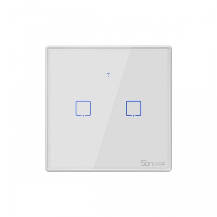 GloboStar® 80131 SONOFF T2EU2C-RF - 433MHz Wireless Smart Wall Touch Button Switch AC 100-240V Max 4A (2A/Way) 2 Way - RF Series GloboStar® 80131 SONOFF T2EU2C-RF - 433MHz Wireless Smart Wall Touch Button Switch AC 100-240V Max 4A (2A/Way) 2 Way - RF Series