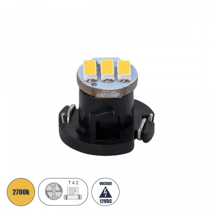 GloboStar® 81009 Λάμπα Αυτοκινήτου LED T4.2 3xSMD4014 0.6W 120lm 120° DC 12-16V IP20 Μ1 x Π1 x Υ0.8cm Θερμό Λευκό 3000K GloboStar® 81009 Λάμπα Αυτοκινήτου LED T4.2 3xSMD4014 0.6W 120lm 120° DC 12-16V IP20 Μ1 x Π1 x Υ0.8cm Θερμό Λευκό 3000K