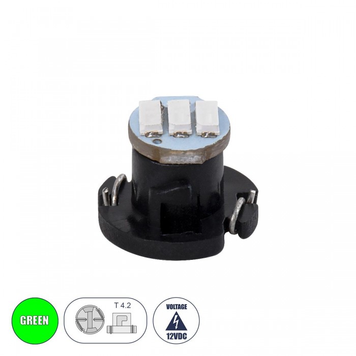 GloboStar® 81011 Λάμπα Αυτοκινήτου LED T4.2 3xSMD4014 0.6W 120lm 120° DC 12-16V IP20 Μ1 x Π1 x Υ0.8cm Πράσινο GloboStar® 81011 Λάμπα Αυτοκινήτου LED T4.2 3xSMD4014 0.6W 120lm 120° DC 12-16V IP20 Μ1 x Π1 x Υ0.8cm Πράσινο