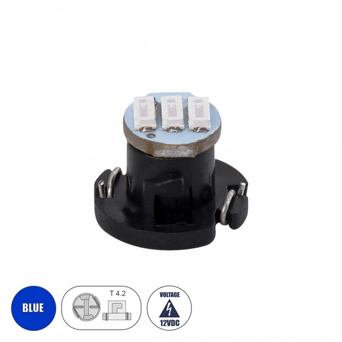 GloboStar® 81012 Λάμπα Αυτοκινήτου LED T4.2 3xSMD4014 0.6W 120lm 120° DC 12-16V IP20 Μ1 x Π1 x Υ0.8cm Μπλε GloboStar® 81012 Λάμπα Αυτοκινήτου LED T4.2 3xSMD4014 0.6W 120lm 120° DC 12-16V IP20 Μ1 x Π1 x Υ0.8cm Μπλε