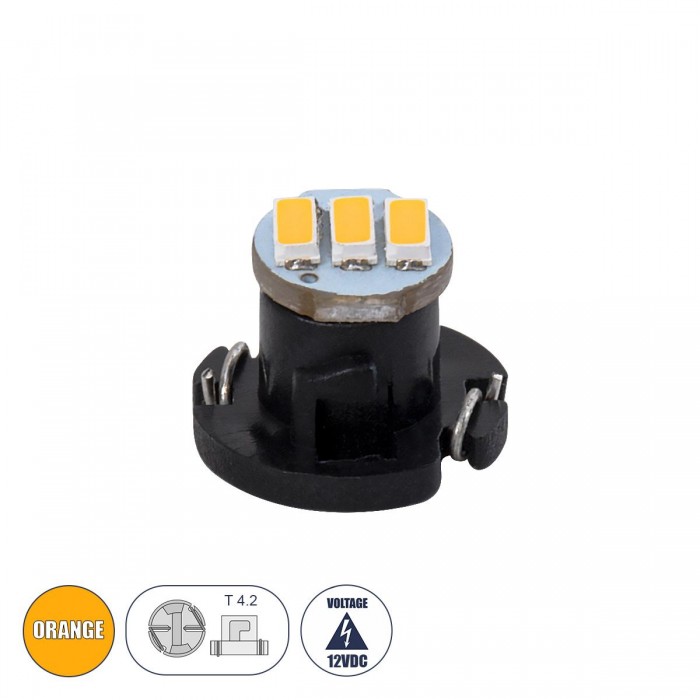 GloboStar® 81013 Λάμπα Αυτοκινήτου LED T4.2 3xSMD4014 0.6W 120lm 120° DC 12-16V IP20 Μ1 x Π1 x Υ0.8cm Πορτοκαλί GloboStar® 81013 Λάμπα Αυτοκινήτου LED T4.2 3xSMD4014 0.6W 120lm 120° DC 12-16V IP20 Μ1 x Π1 x Υ0.8cm Πορτοκαλί