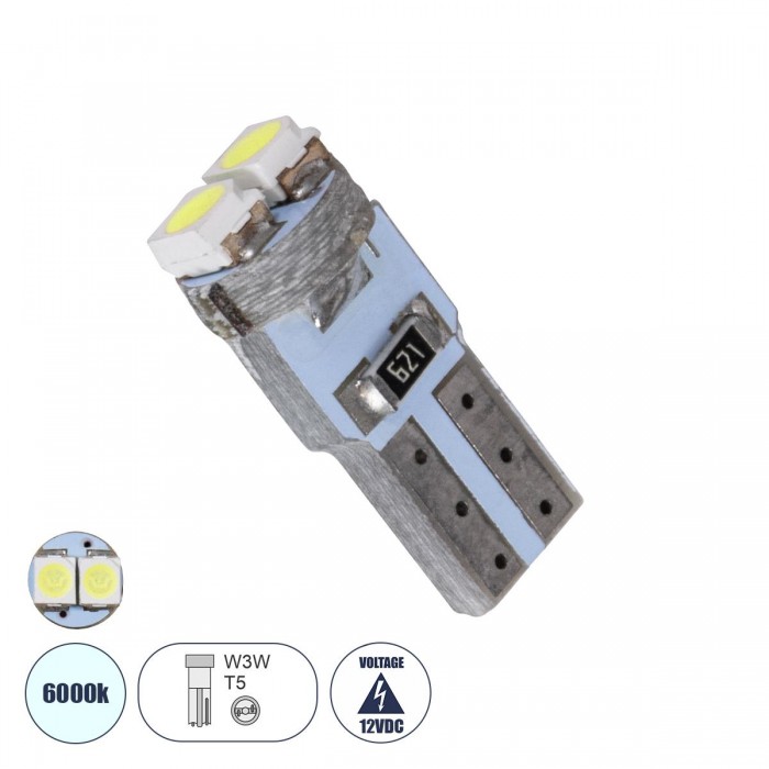 GloboStar® 81022 Λάμπα Αυτοκινήτου LED T5 2xSMD1210 0.6W 90lm 120° DC 12-16V IP20 Φ0.7 x Υ1.7cm Ψυχρό Λευκό 6000K GloboStar® 81022 Λάμπα Αυτοκινήτου LED T5 2xSMD1210 0.6W 90lm 120° DC 12-16V IP20 Φ0.7 x Υ1.7cm Ψυχρό Λευκό 6000K