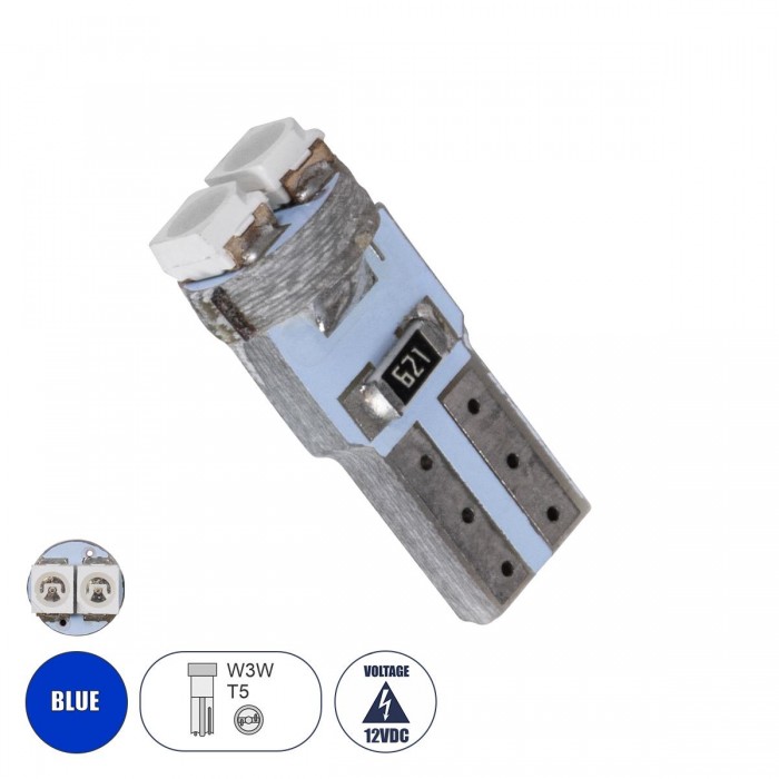 GloboStar® 81026 Λάμπα Αυτοκινήτου LED T5 2xSMD1210 0.6W 72lm 120° DC 12-16V IP20 Φ0.7 x Υ1.7cm Μπλε GloboStar® 81026 Λάμπα Αυτοκινήτου LED T5 2xSMD1210 0.6W 72lm 120° DC 12-16V IP20 Φ0.7 x Υ1.7cm Μπλε