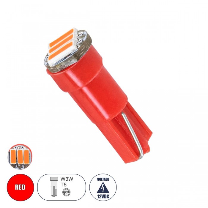 GloboStar® 81038 Λάμπα Αυτοκινήτου LED T5 3xSMD4014 0.9W 120lm 120° DC 12-16V IP20 Φ0.6 x Υ1.8cm Κόκκινο GloboStar® 81038 Λάμπα Αυτοκινήτου LED T5 3xSMD4014 0.9W 120lm 120° DC 12-16V IP20 Φ0.6 x Υ1.8cm Κόκκινο