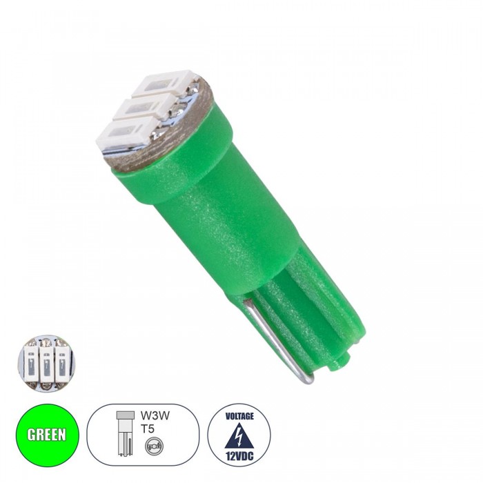 GloboStar® 81039 Λάμπα Αυτοκινήτου LED T5 3xSMD4014 0.9W 120lm 120° DC 12-16V IP20 Φ0.6 x Υ1.8cm Πράσινο GloboStar® 81039 Λάμπα Αυτοκινήτου LED T5 3xSMD4014 0.9W 120lm 120° DC 12-16V IP20 Φ0.6 x Υ1.8cm Πράσινο