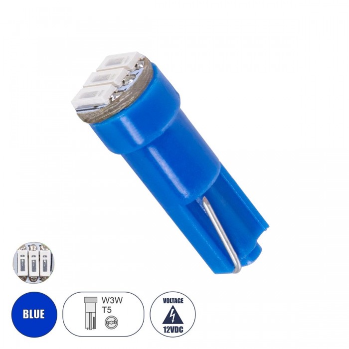 GloboStar® 81040 Λάμπα Αυτοκινήτου LED T5 3xSMD4014 0.9W 120lm 120° DC 12-16V IP20 Φ0.6 x Υ1.8cm Μπλε GloboStar® 81040 Λάμπα Αυτοκινήτου LED T5 3xSMD4014 0.9W 120lm 120° DC 12-16V IP20 Φ0.6 x Υ1.8cm Μπλε
