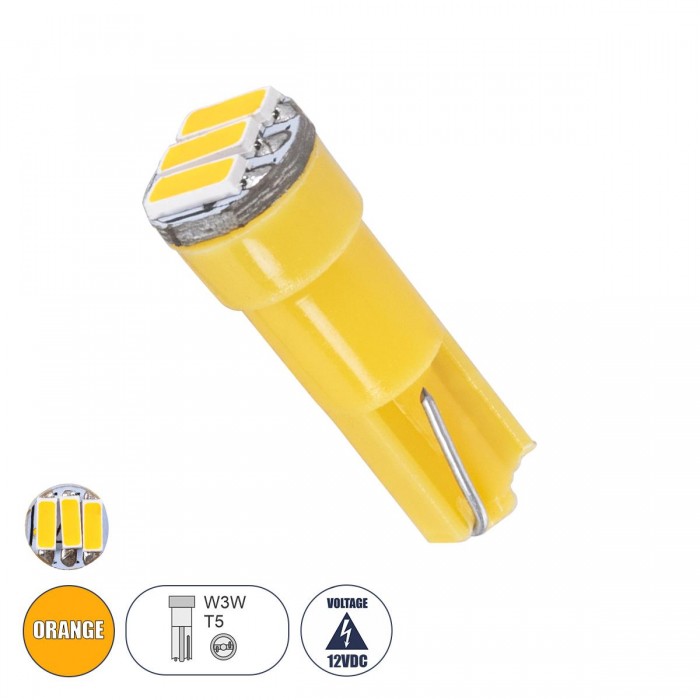 GloboStar® 81041 Λάμπα Αυτοκινήτου LED T5 3xSMD4014 0.9W 120lm 120° DC 12-16V IP20 Φ0.6 x Υ1.8cm Πορτοκαλί GloboStar® 81041 Λάμπα Αυτοκινήτου LED T5 3xSMD4014 0.9W 120lm 120° DC 12-16V IP20 Φ0.6 x Υ1.8cm Πορτοκαλί