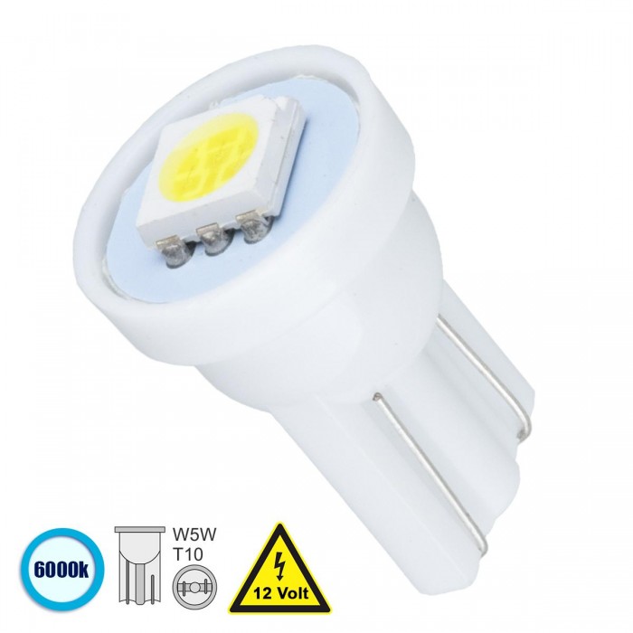 GloboStar® 81044 Λάμπα Αυτοκινήτου LED T10 W5W 1xSMD5050 0.28W 22lm 120° DC 12-16V IP20 Φ1.1 x Υ1.7cm Ψυχρό Λευκό 6000K GloboStar® 81044 Λάμπα Αυτοκινήτου LED T10 W5W 1xSMD5050 0.28W 22lm 120° DC 12-16V IP20 Φ1.1 x Υ1.7cm Ψυχρό Λευκό 6000K