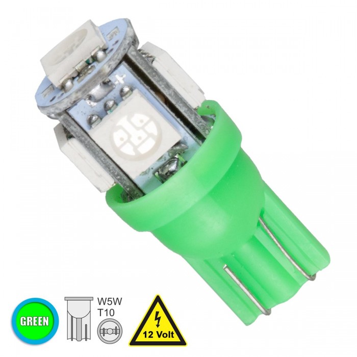 GloboStar® 81052 Λάμπα Αυτοκινήτου LED T10 W5W 5xSMD5050 1.3W 80lm 360° DC 12-16V IP20 Φ1.2 x Υ2.7cm Πράσινο GloboStar® 81052 Λάμπα Αυτοκινήτου LED T10 W5W 5xSMD5050 1.3W 80lm 360° DC 12-16V IP20 Φ1.2 x Υ2.7cm Πράσινο