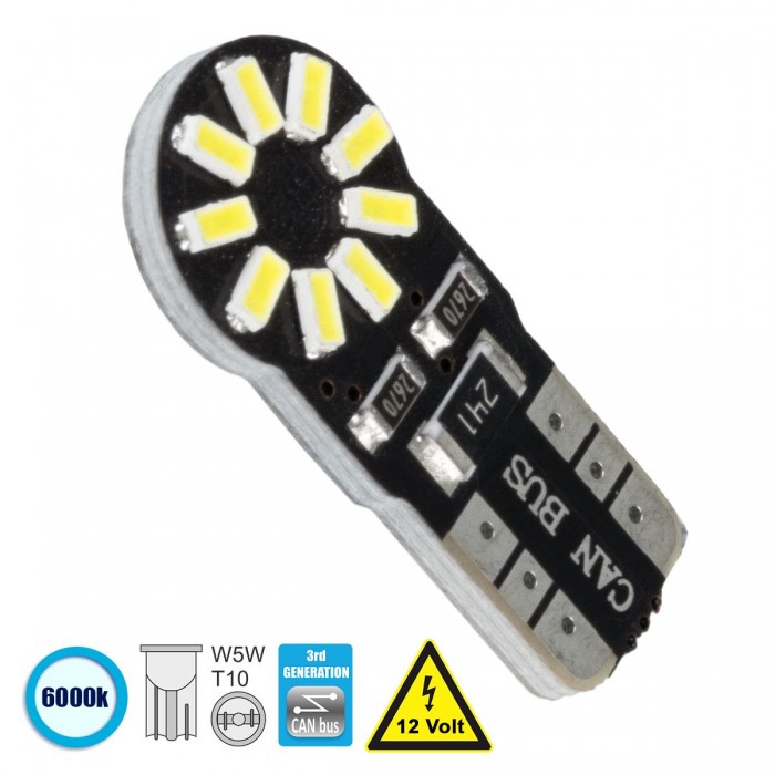 GloboStar® 81100 Λάμπα Αυτοκίνητου T10 W5W 3rd Generation Can-Bus Series LED 18 SMD 3014 2.8W 420lm 360° DC 12V IP20 Ψυχρό Λευκό 6000K GloboStar® 81100 Λάμπα Αυτοκίνητου T10 W5W 3rd Generation Can-Bus Series LED 18 SMD 3014 2.8W 420lm 360° DC 12V IP20 Ψυχρό Λευκό 6000K