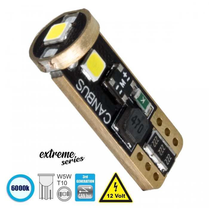 GloboStar® 81115 Λάμπα Αυτοκίνητου T10 W5W 3rd Generation Can-Bus Extreme Series LED 3 SMD 3030 3W 423lm 360° DC 12V IP20 Ψυχρό Λευκό 6000K GloboStar® 81115 Λάμπα Αυτοκίνητου T10 W5W 3rd Generation Can-Bus Extreme Series LED 3 SMD 3030 3W 423lm 360° DC 12V IP20 Ψυχρό Λευκό 6000K