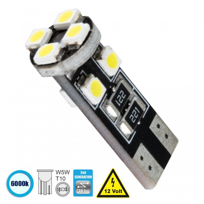 GloboStar® 81119 Λάμπα Αυτοκίνητου T10 W5W 2rd Generation Can-Bus Series LED 8 SMD 1210 2.6W 390lm 360° DC 12V IP20 Ψυχρό Λευκό 6000K GloboStar® 81119 Λάμπα Αυτοκίνητου T10 W5W 2rd Generation Can-Bus Series LED 8 SMD 1210 2.6W 390lm 360° DC 12V IP20 Ψυχρό Λευκό 6000K